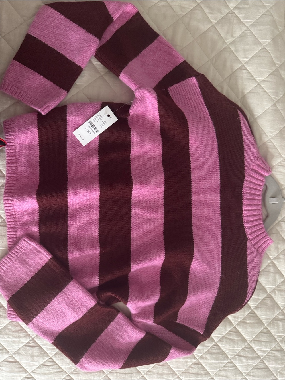 PacSun Striped Crewneck Sweater in Pink and Burgundy